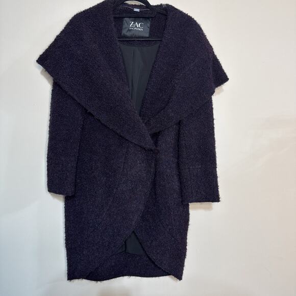 ZAC ZAC POSEN Camilla Cocoon Wrap Coat Women M Purple Natural Fibers Winter XS - Picture 3 of 16